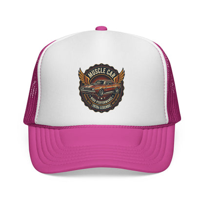 Muscle Car Emblem Trucker Cap | Vintage Hotrod Logo