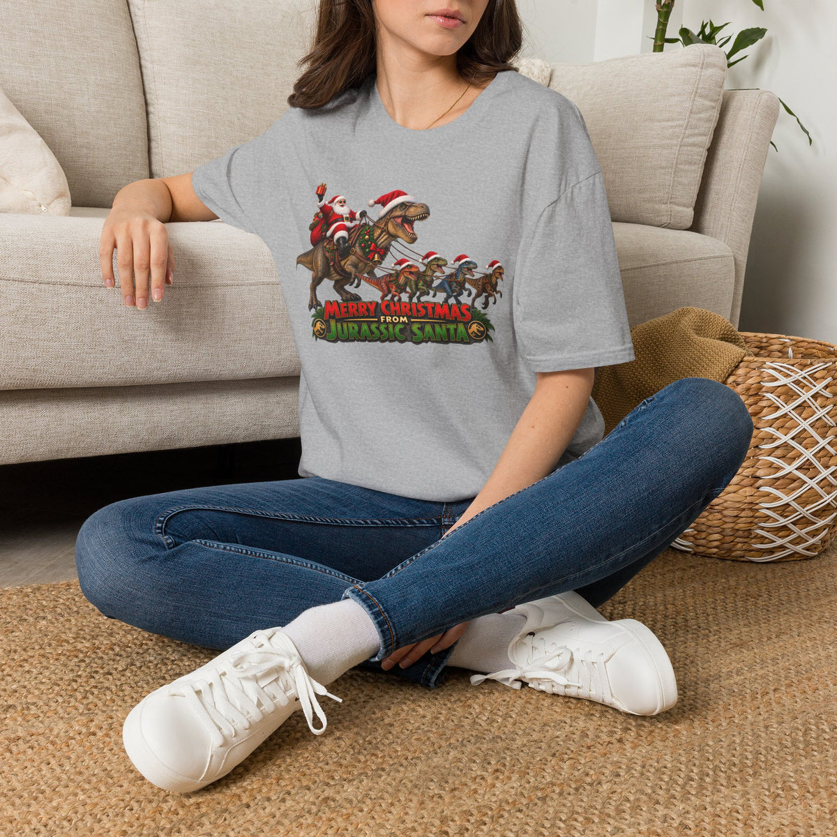 Christmas Dinosaur T-Shirt — “Merry Christmas from Jurassic Santa” Holiday Tee