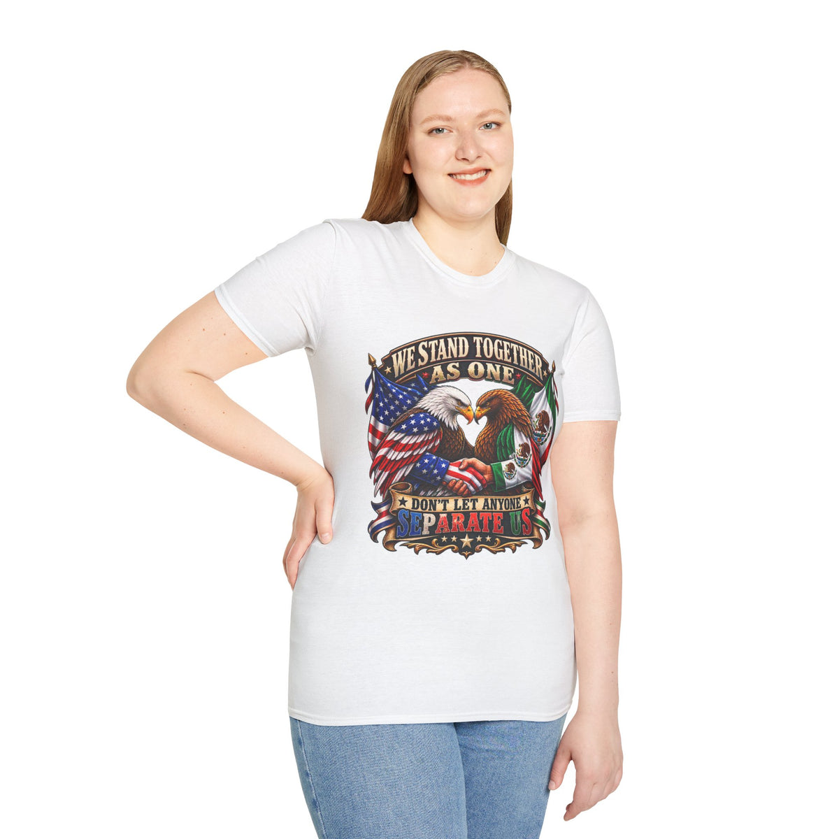 We Stand Together As One Eagle T-Shirt — USA & Mexico Unity Patriotic Tee
