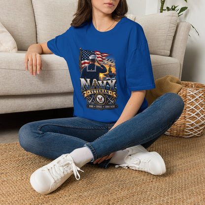 Navy Veteran Salute T‑Shirt – American Flag Military Tribute