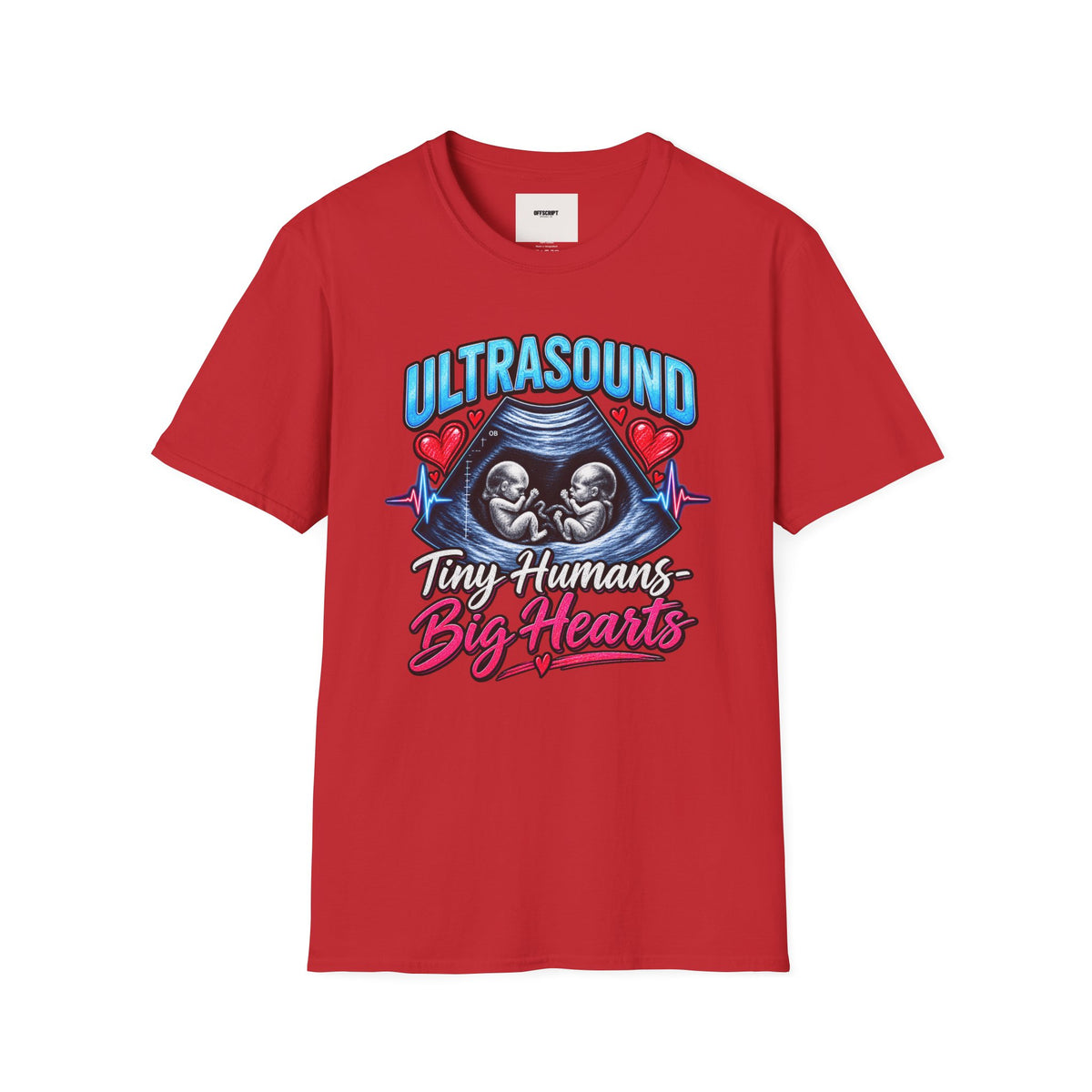 Ultrasound Twins T‑Shirt — Tiny Humans Big Hearts Pregnancy Tee