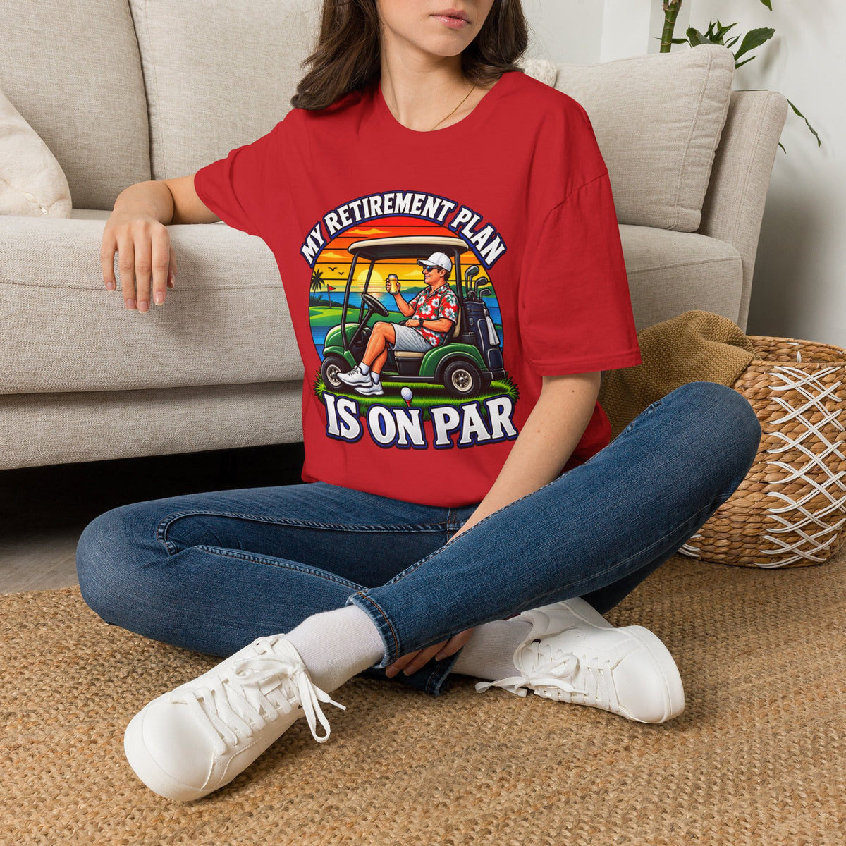 Retirement Golf T-Shirt — “My Retirement Plan Is On Par” Vintage Golf Cart Design