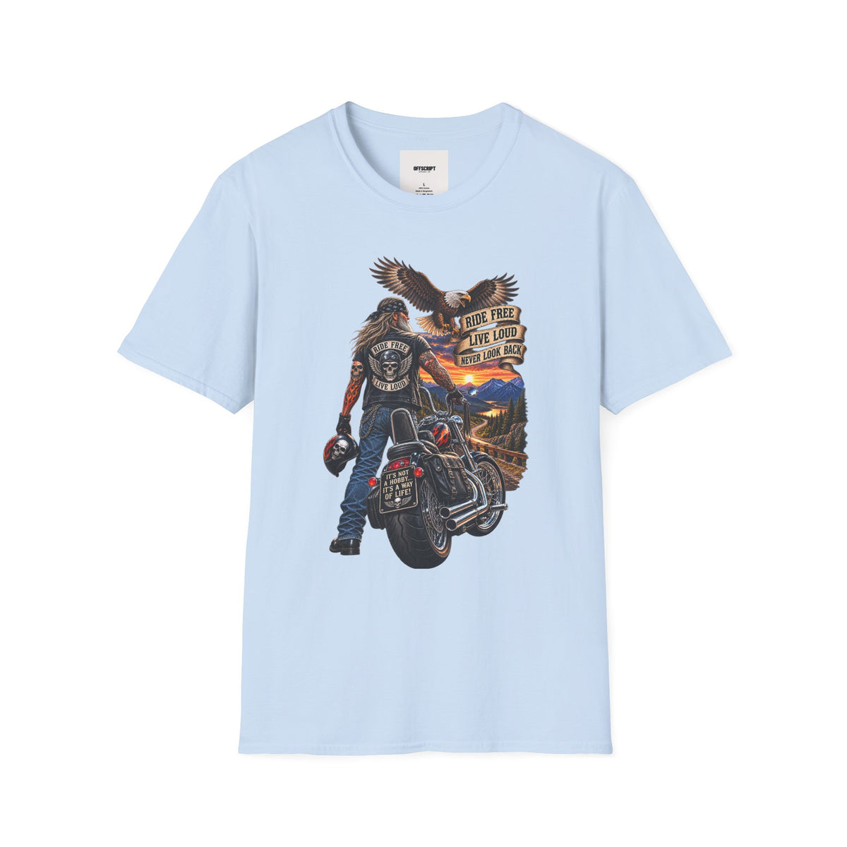 Biker Eagle T-Shirt — "Ride Free, Live Loud" Motorcycle Tee