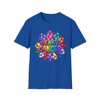 We Hate Cancer T-Shirt — Multicolor Cancer Awareness Ribbon Tee