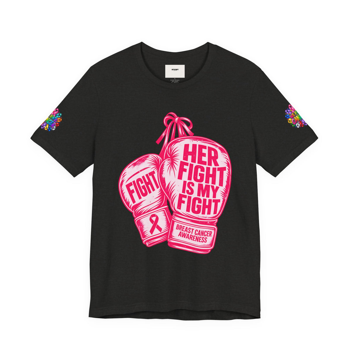 Breast Cancer Awareness Tee – “Her Fight Is My Fight” Boxing Gloves T-Shirt