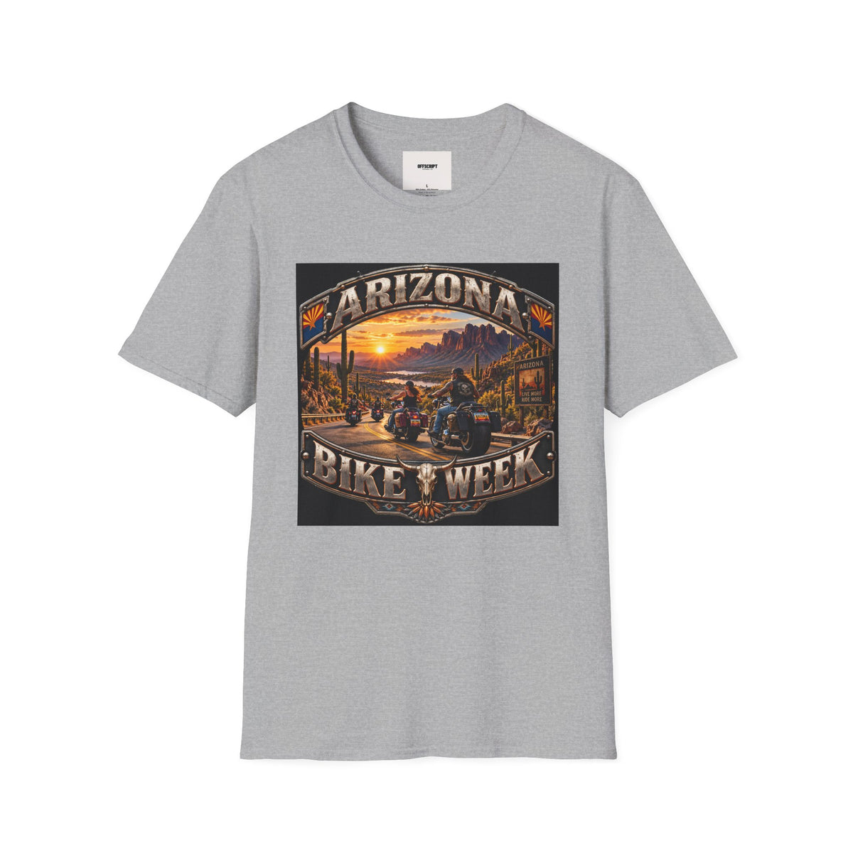 Arizona Bike Week Sunset T-Shirt — Vintage Motorcycle Desert Road Tee