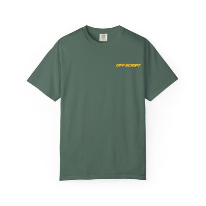 T-Shirt — Off Script Vinyl Graphic Tee: "Make Your Own Plans" Retro Racing Design