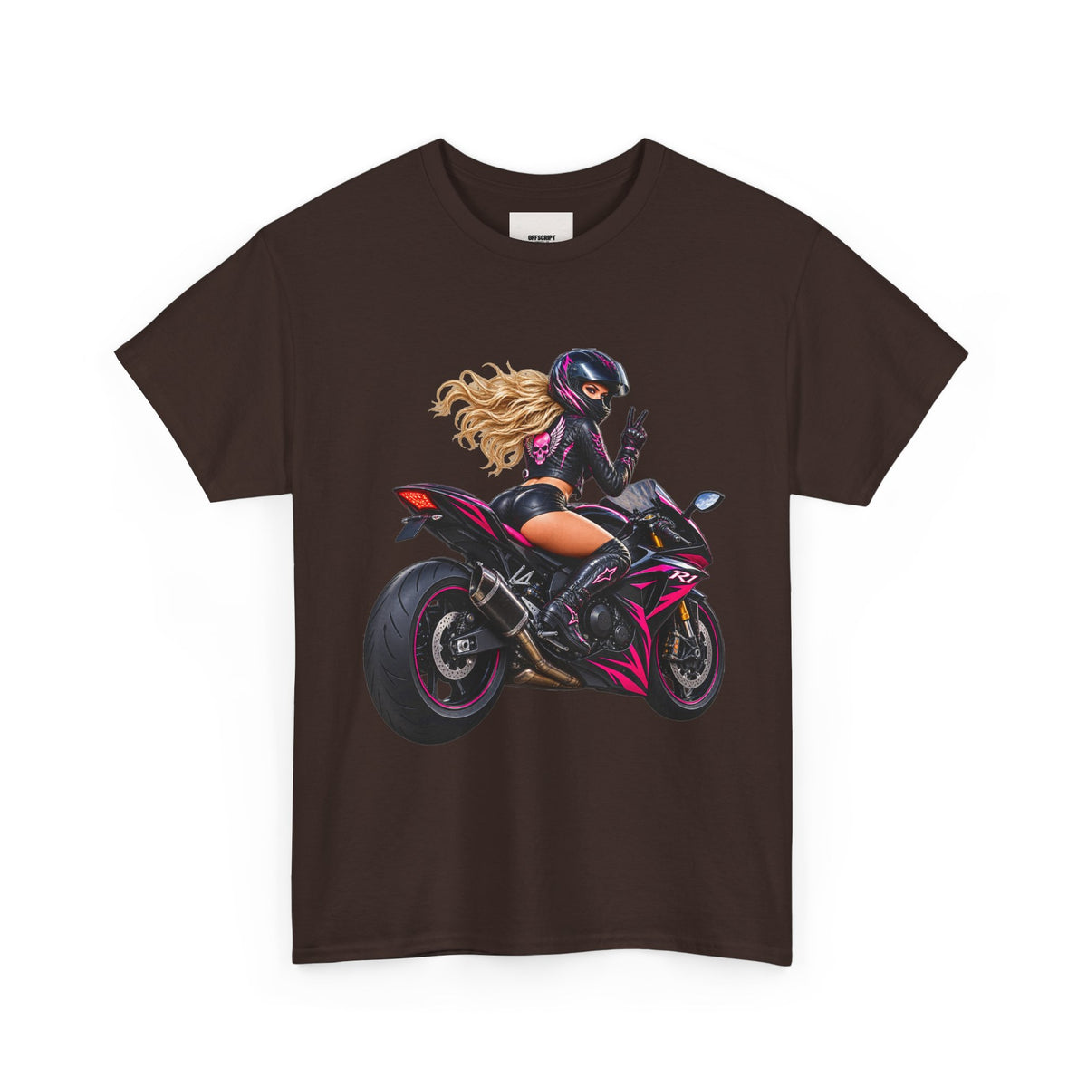 Motorcycle Girl Tee — Feminine Sportbike Rider Graphic Shirt