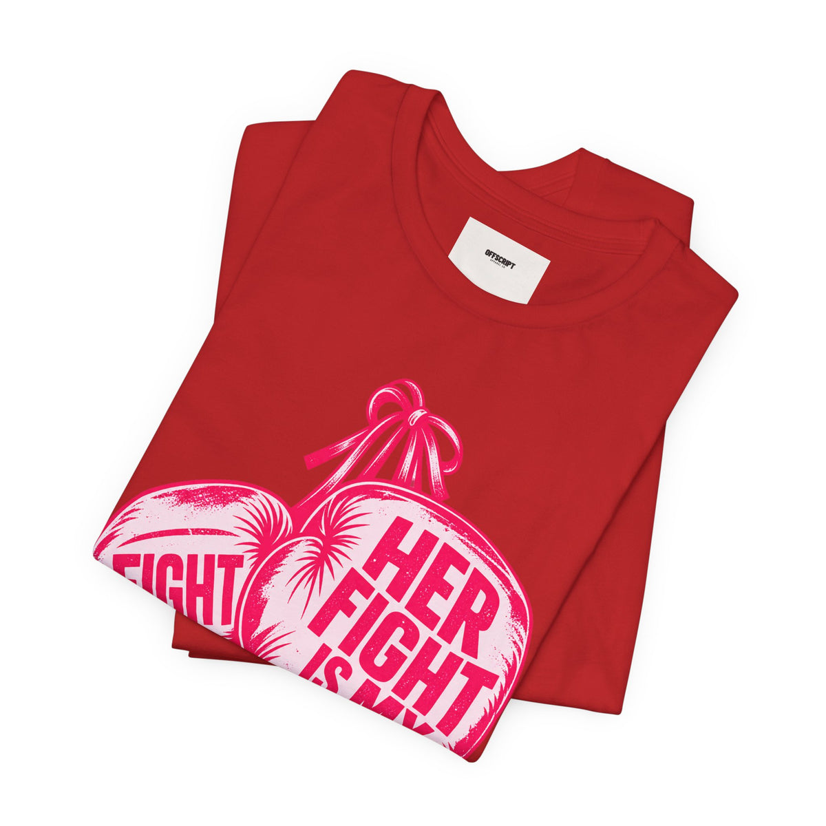 Breast Cancer Awareness Tee – “Her Fight Is My Fight” Boxing Gloves T-Shirt