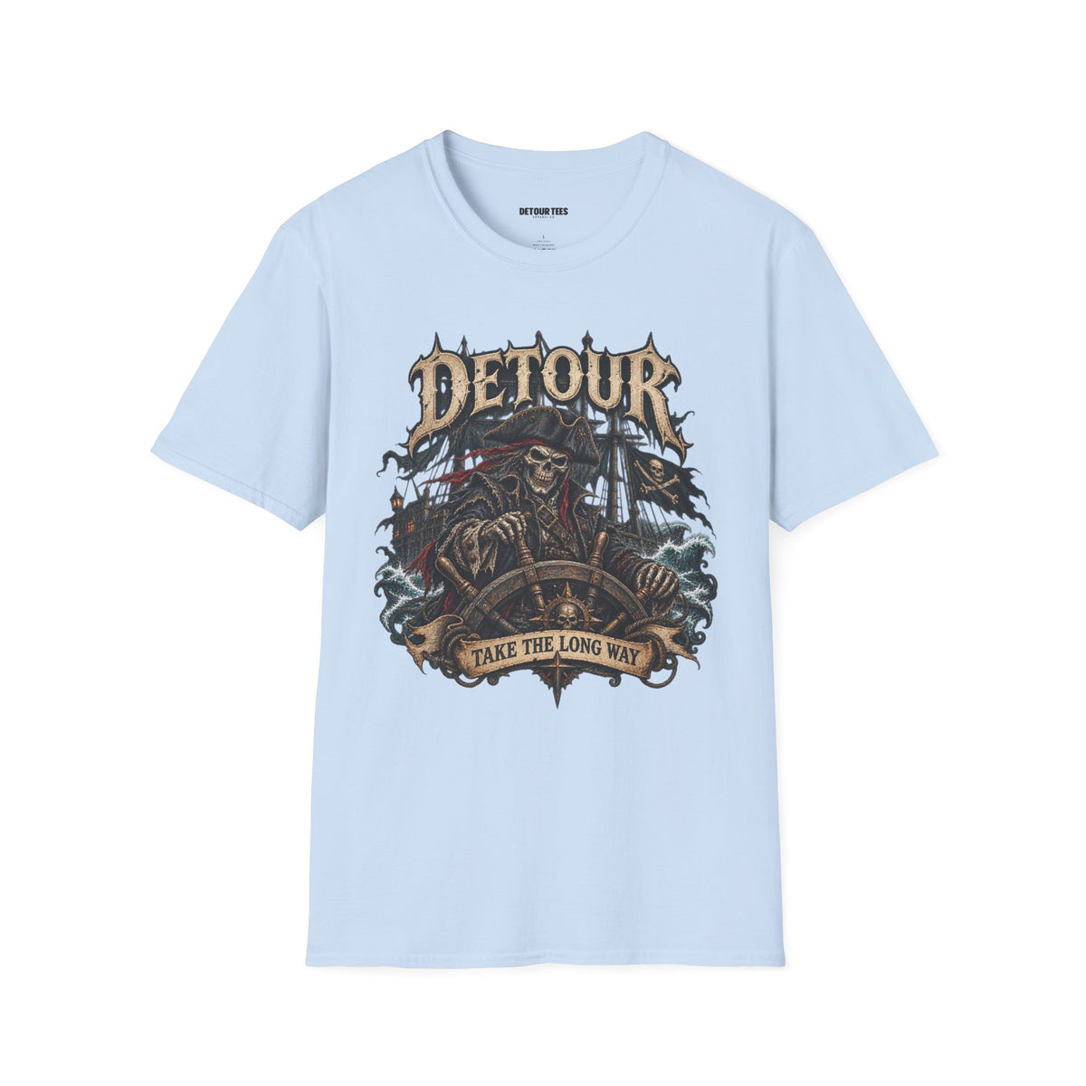 Detour Skull T-Shirt — "Take the Long Way" Vintage Biker Graphic Tee