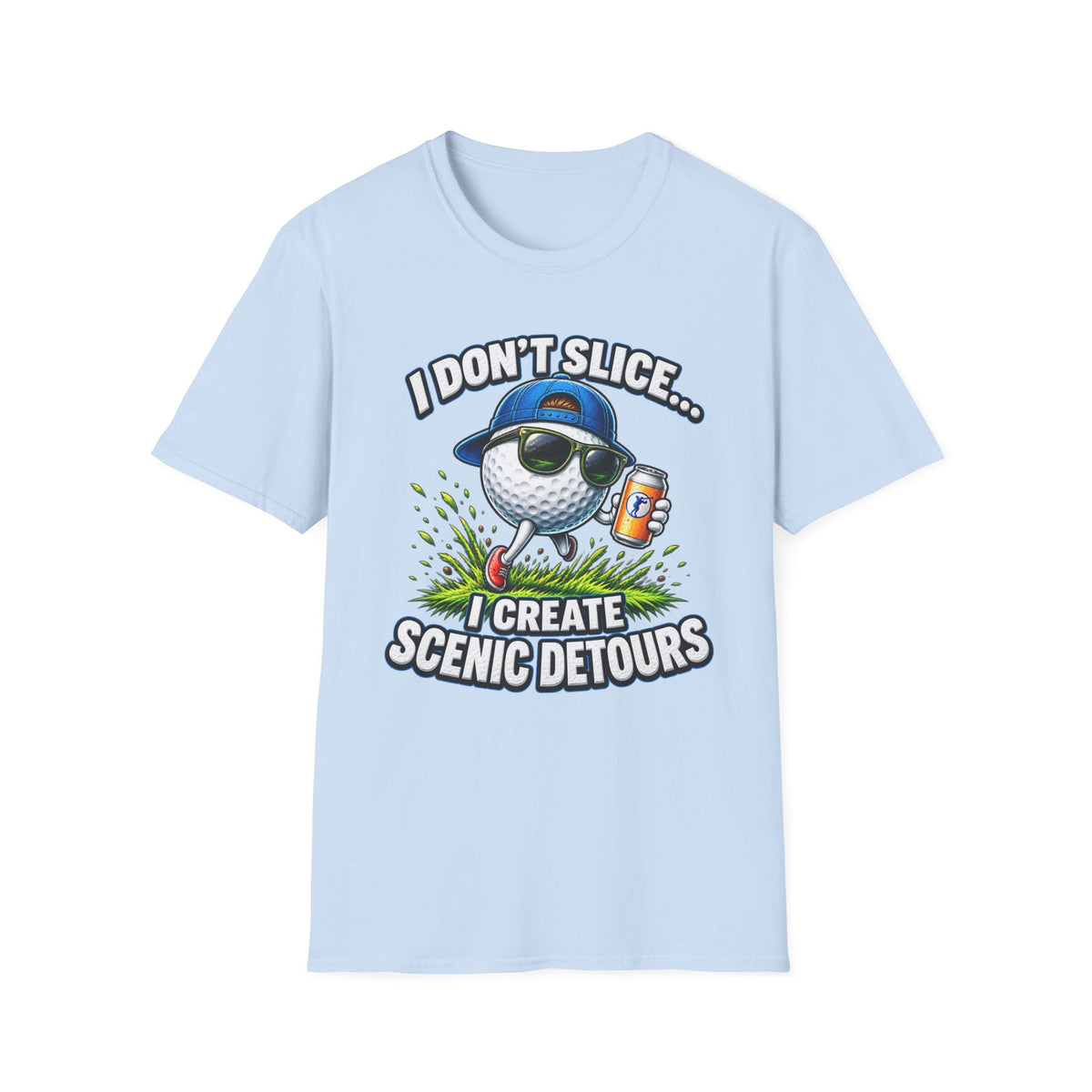 Golf T-Shirt — "I Don't Slice... I Create Scenic Detours" Funny Golfer Tee
