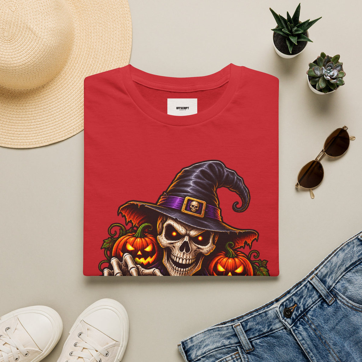 Halloween Skull Witch T-Shirt — "Trick or Treat" Pumpkin Tee