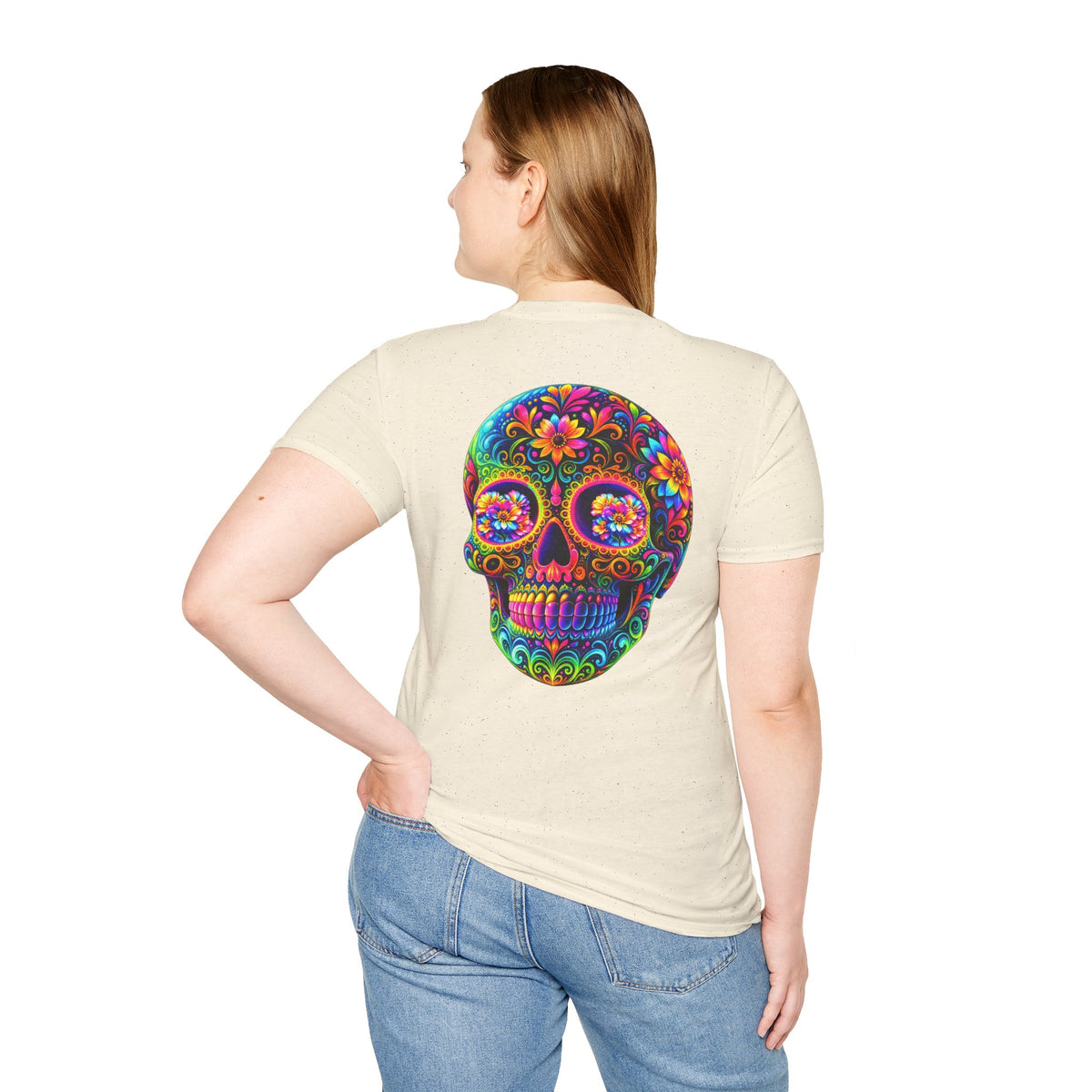 Sugar Skull T-Shirt — Colorful Day of the Dead Floral Skull Tee
