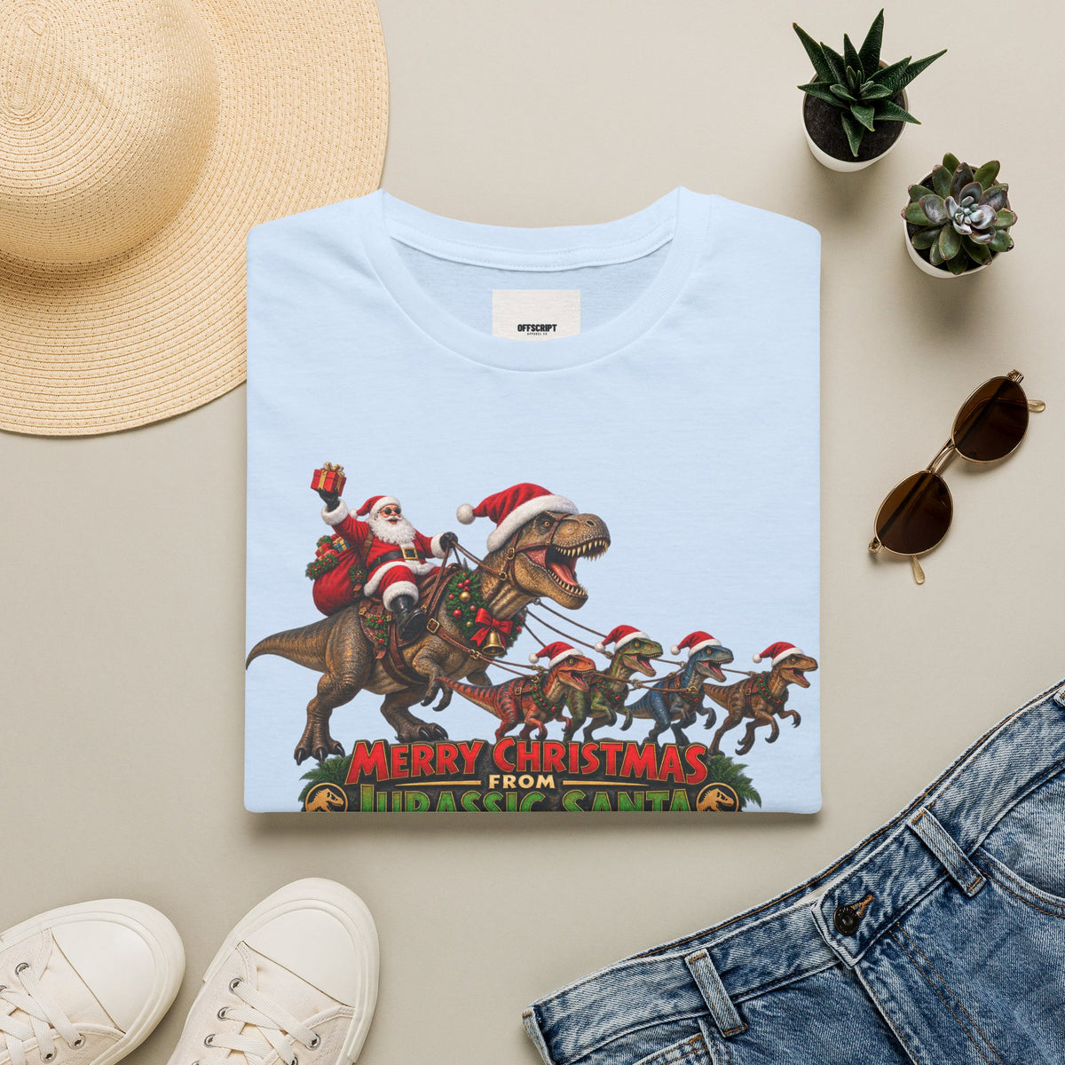 Christmas Dinosaur T-Shirt — “Merry Christmas from Jurassic Santa” Holiday Tee