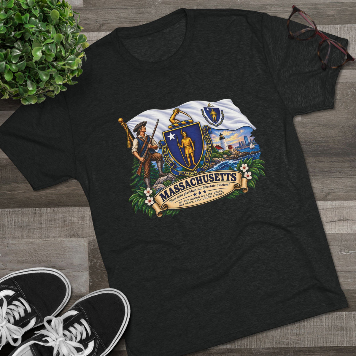 Massachusetts State Flag T‑Shirt — Vintage Coat of Arms Tee