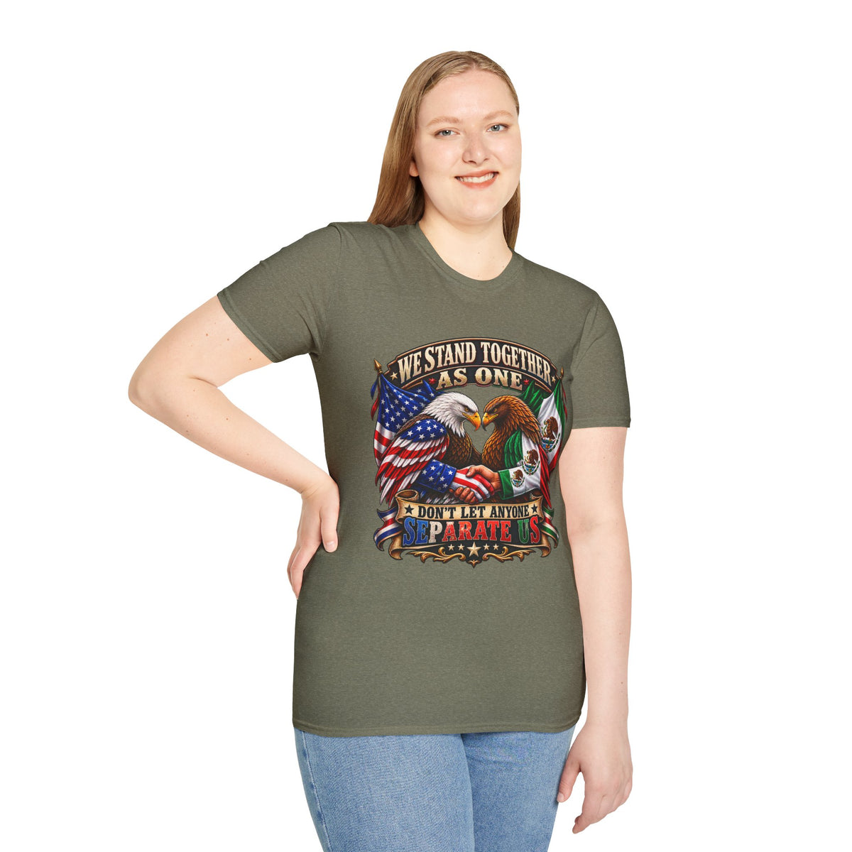 We Stand Together As One Eagle T-Shirt — USA & Mexico Unity Patriotic Tee