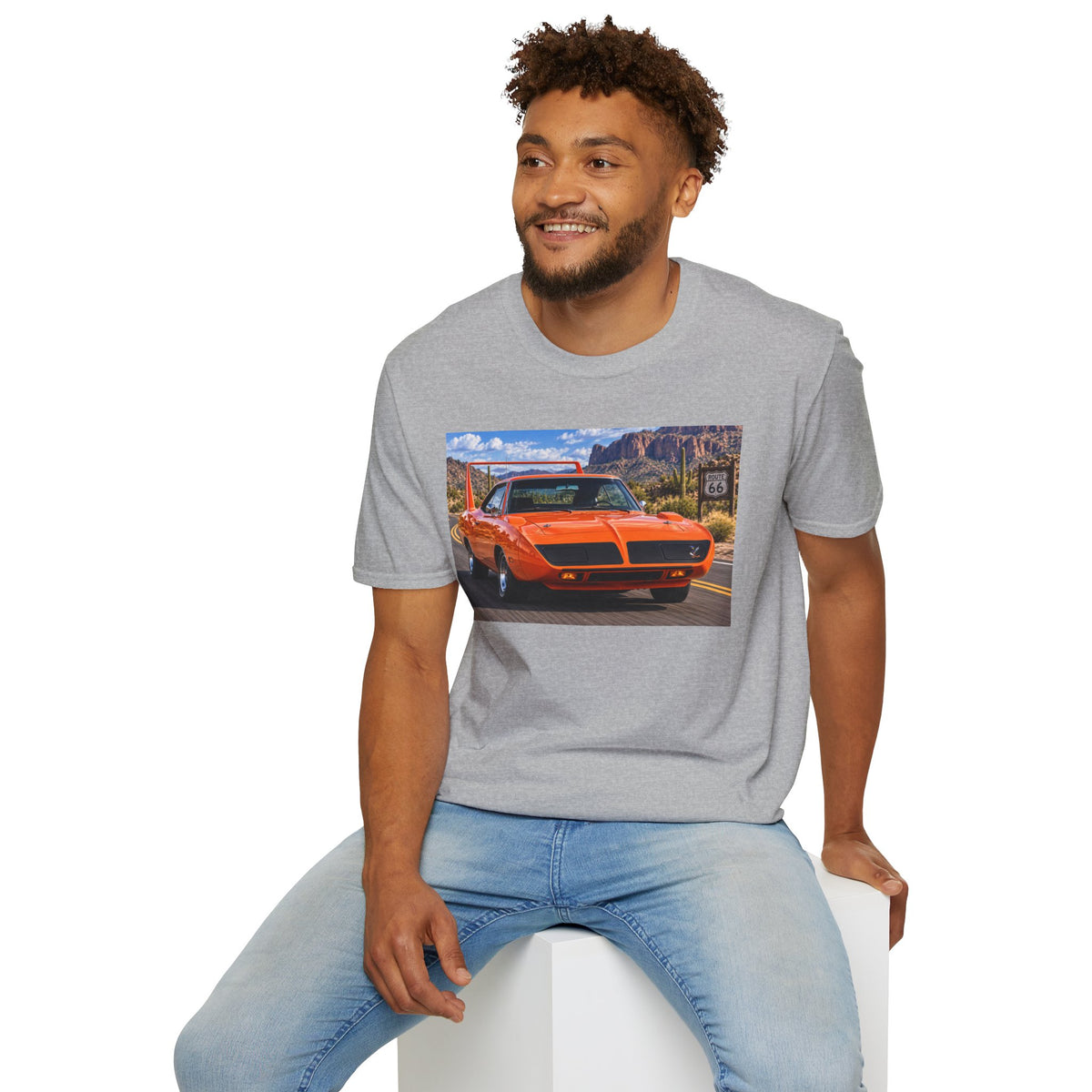 Classic Orange Muscle Car T-Shirt — Route 66 Roadtrip Tee