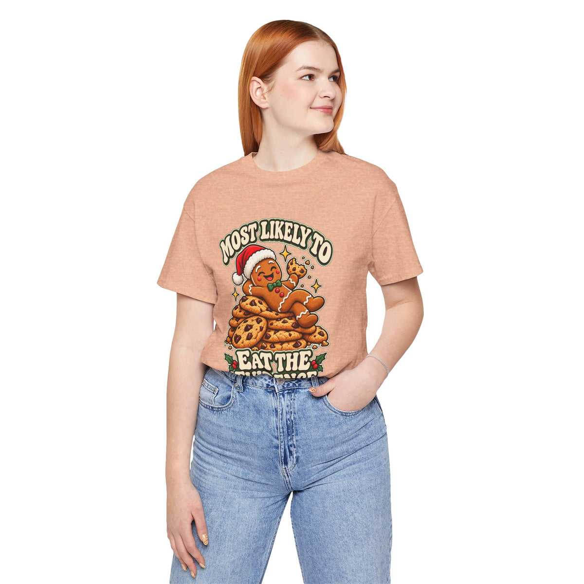 Funny Christmas Tee — "Most Likely to Eat the Evidence" Gingerbread Cookie Shirt