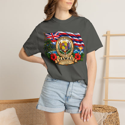 Hawaii State Seal Tee — Vintage Hawaiian Flag & Hibiscus T-Shirt