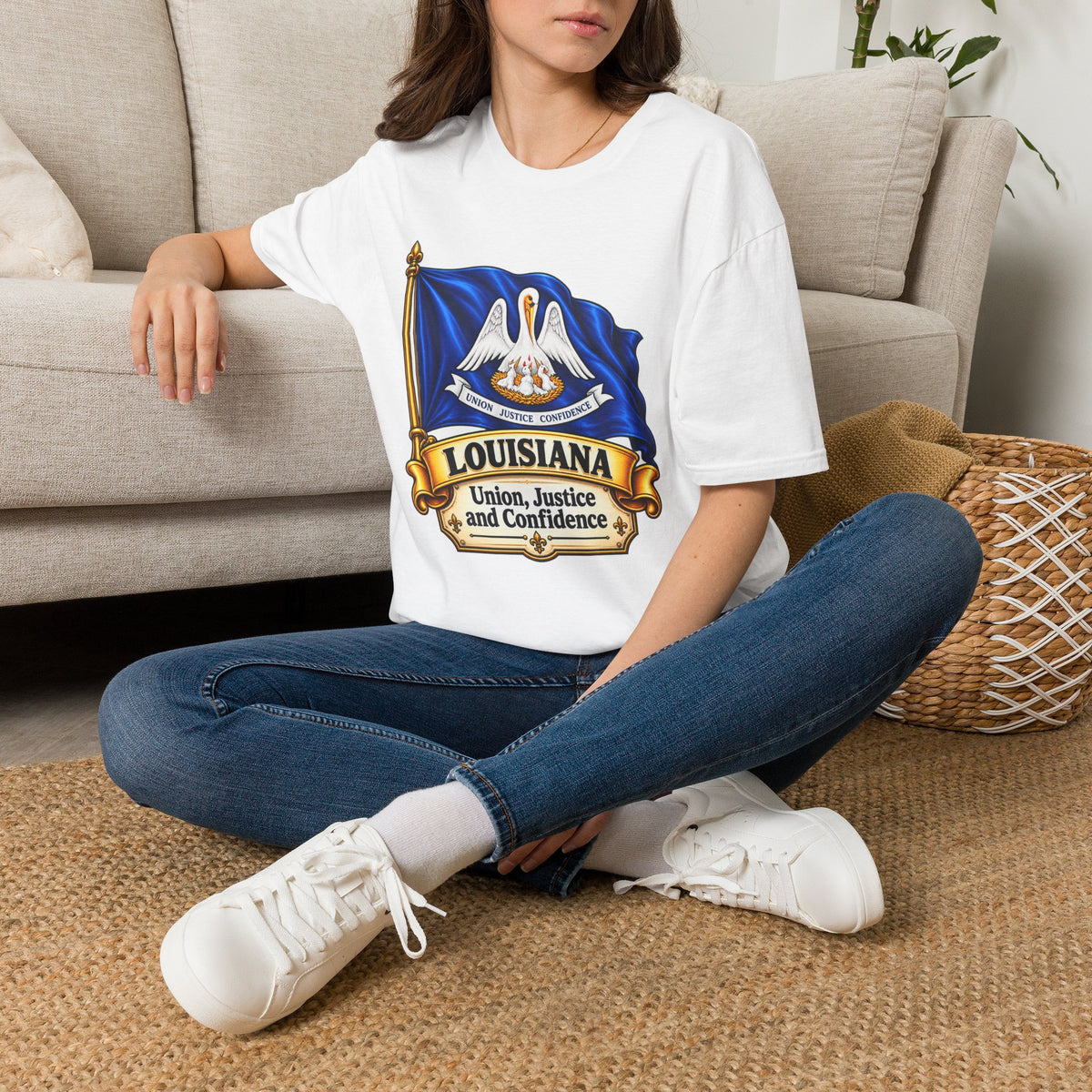 Louisiana State Flag T-Shirt — Pelican Emblem "Union, Justice & Confidence" Tee