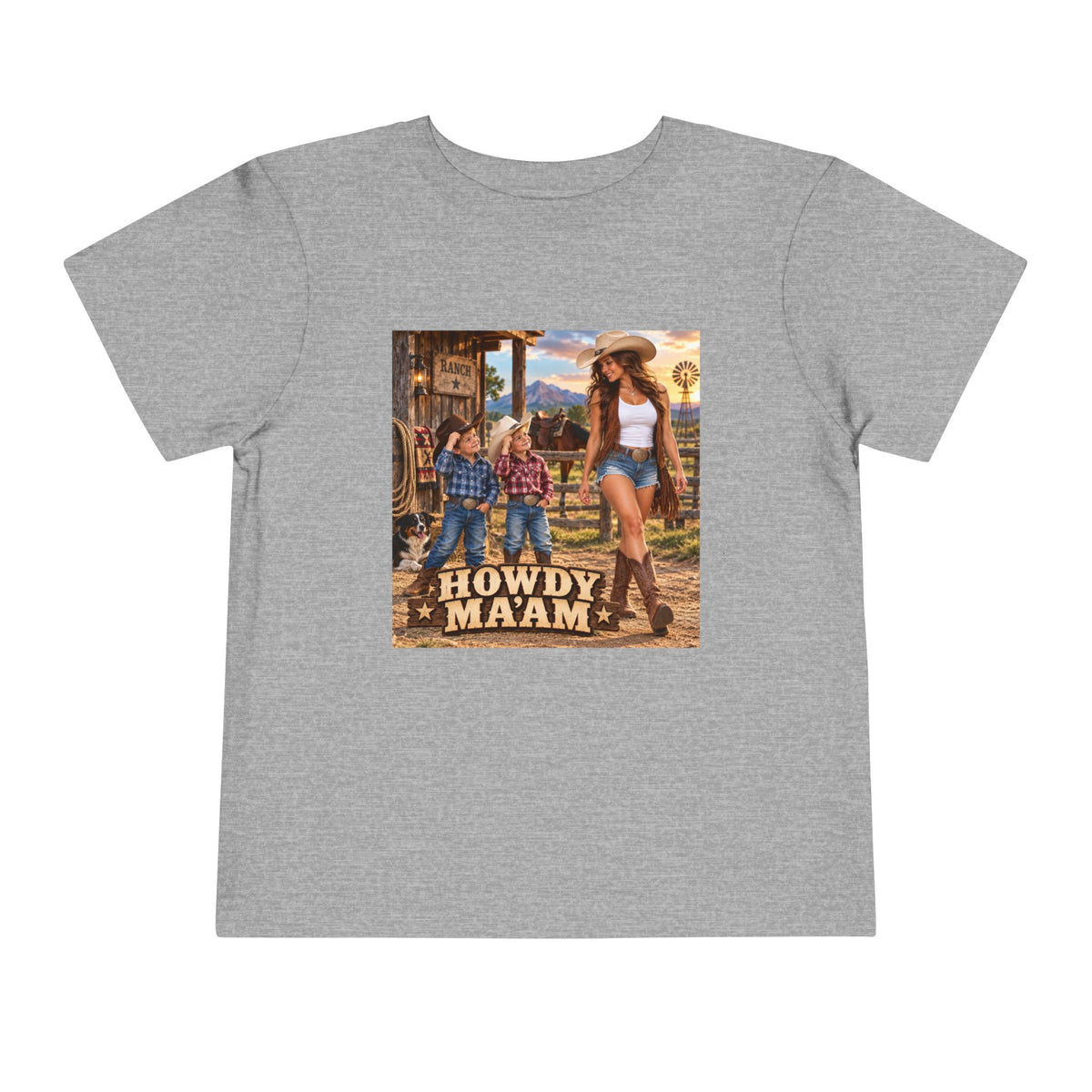 Toddler Tee — "Howdy Ma'am" Cowgirl Graphic Kids Shirt