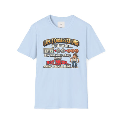 Life's Observations "If Johnny Has..." Graphic T-Shirt — Funny Money Puzzle Tee