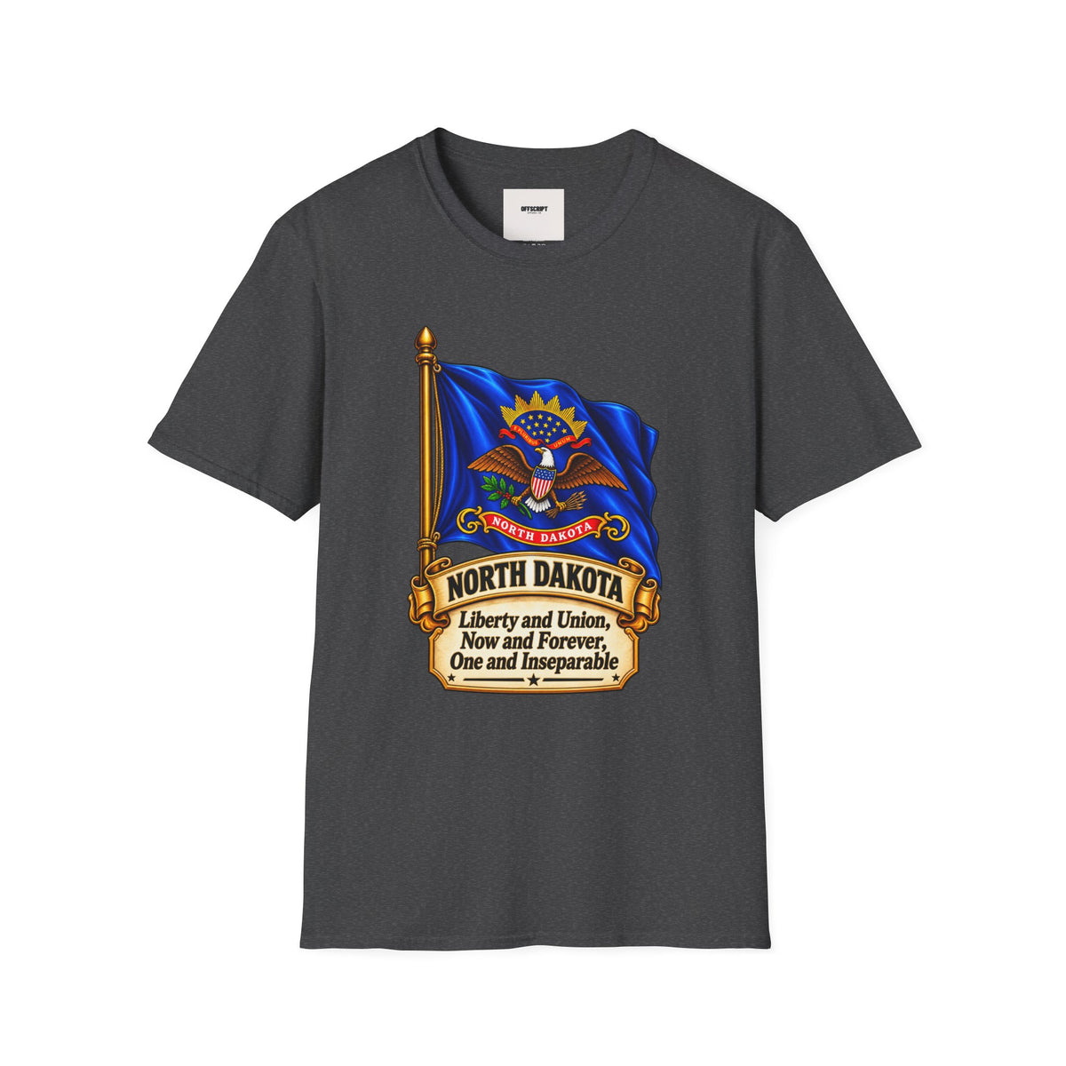 North Dakota State Flag T-Shirt — Liberty and Union Quote