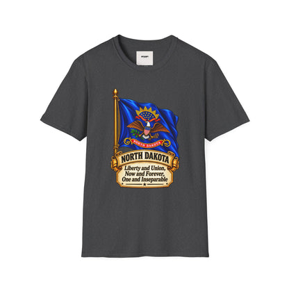 North Dakota State Flag T-Shirt — Liberty and Union Quote