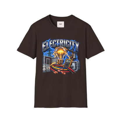 Electricity Graphic T-Shirt — Vintage Lightbulb Power Design