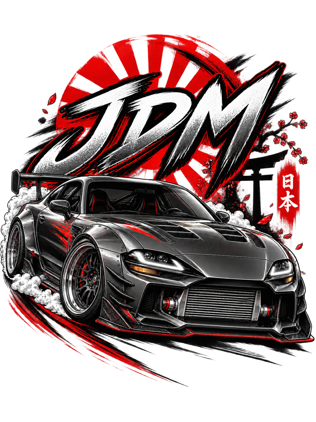 JDM Racing Tee — Black Sports Car Graphic T-Shirt